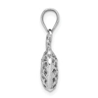 14K White Polished & Diamond-cut 3D Pineapple Pendant-D4536