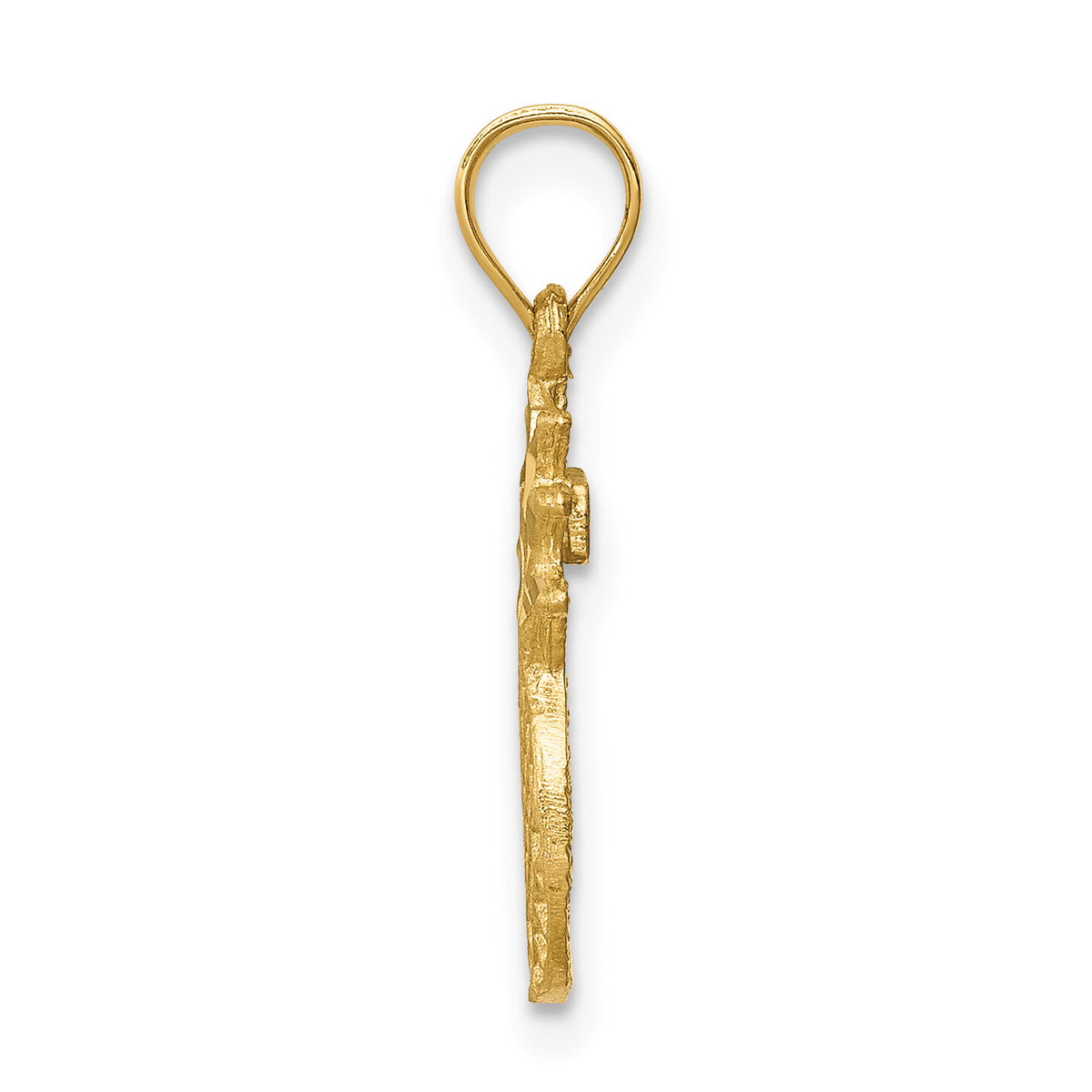 14K Brushed & Diamond-cut Pineapple Pendant-D4538