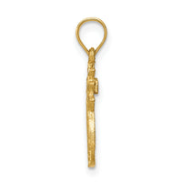 14K Brushed & Diamond-cut Pineapple Pendant-D4538