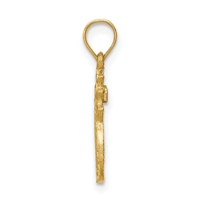 14K Brushed & Diamond-cut Pineapple Pendant-D4538
