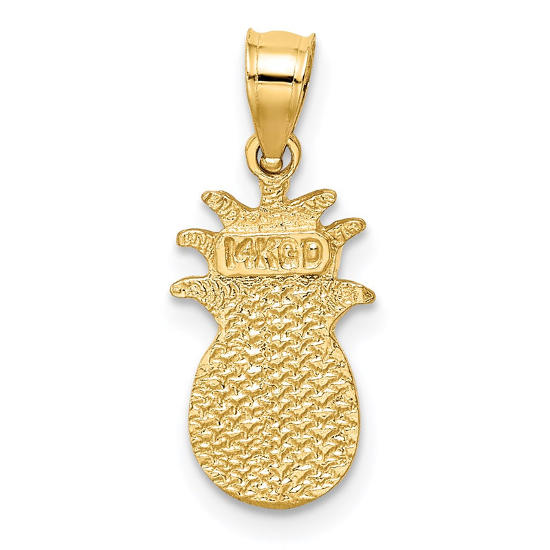 14K Brushed & Diamond-cut Pineapple Pendant-D4538