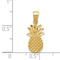 14K Brushed & Diamond-cut Pineapple Pendant-D4538