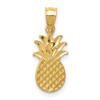 14K Brushed & Diamond-cut Pineapple Pendant-D4538