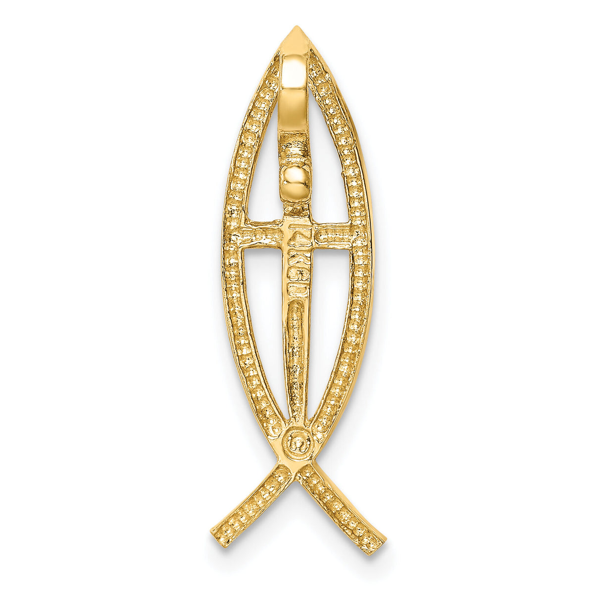 14K Polished Ichthus Cross Fish Slide-D4545