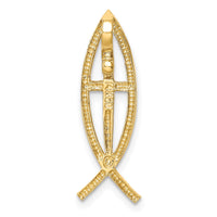 14K Polished Ichthus Cross Fish Slide-D4545