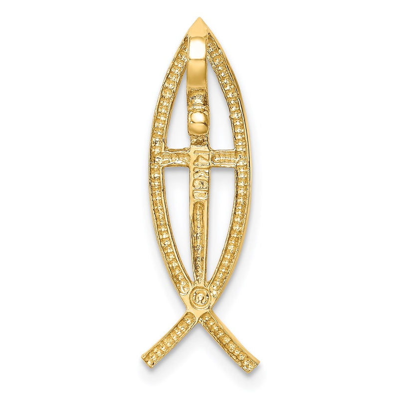 14K Polished Ichthus Cross Fish Slide-D4545