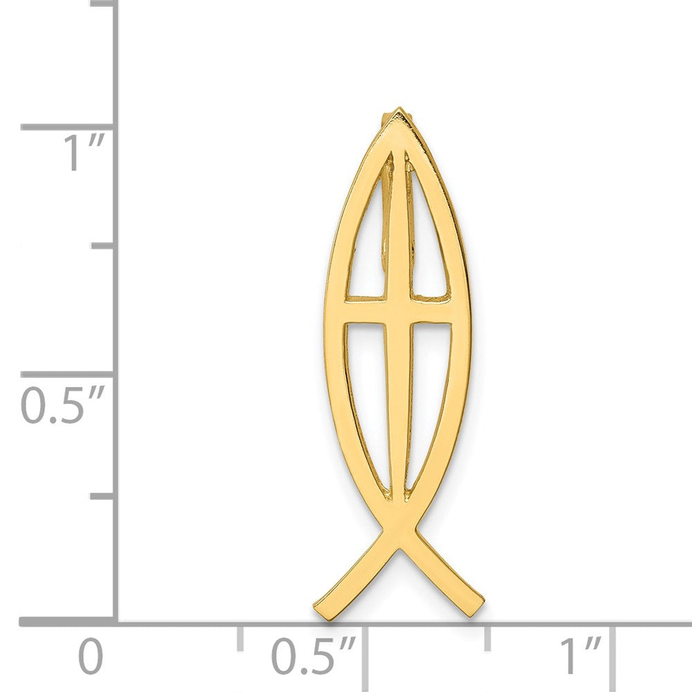 14K Polished Ichthus Cross Fish Slide-D4545