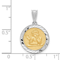 14K Two-tone Polished & Diamond-cut Bezel Angel Pendant-D4546