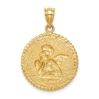 14K Brushed Angel Pendant-D4547