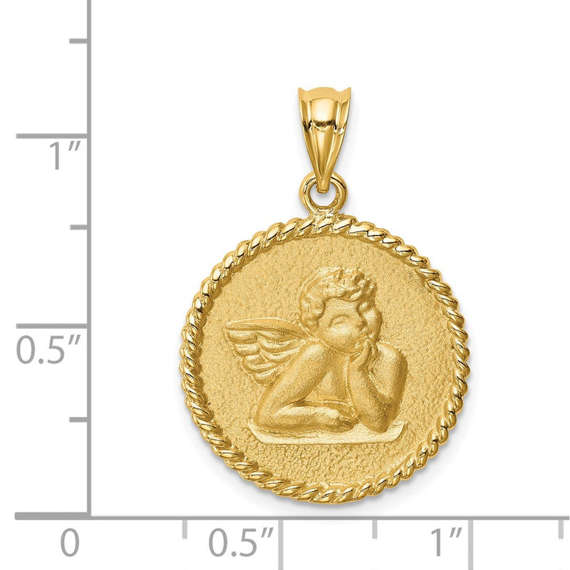 14K Brushed Angel Pendant-D4547