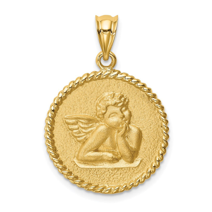 14K Brushed Angel Pendant-D4547