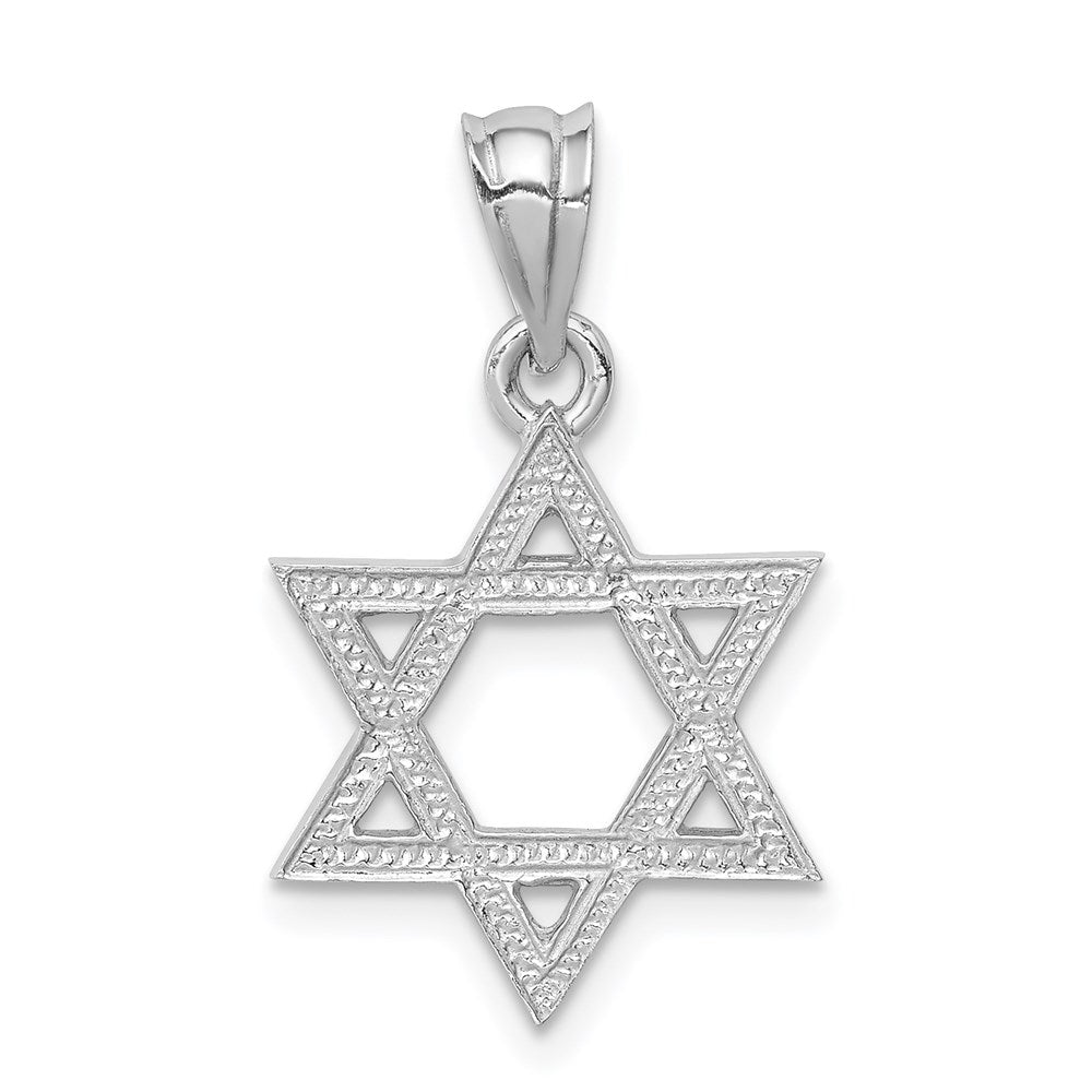 14K White Polished Star of David Pendant-D4549
