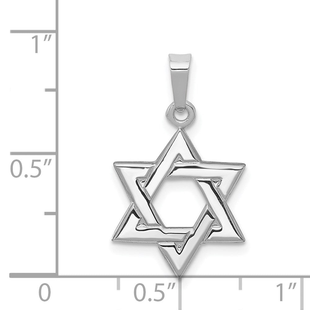14K White Polished Star of David Pendant-D4549