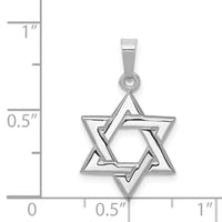 14K White Polished Star of David Pendant-D4549