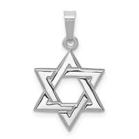14K White Polished Star of David Pendant-D4549
