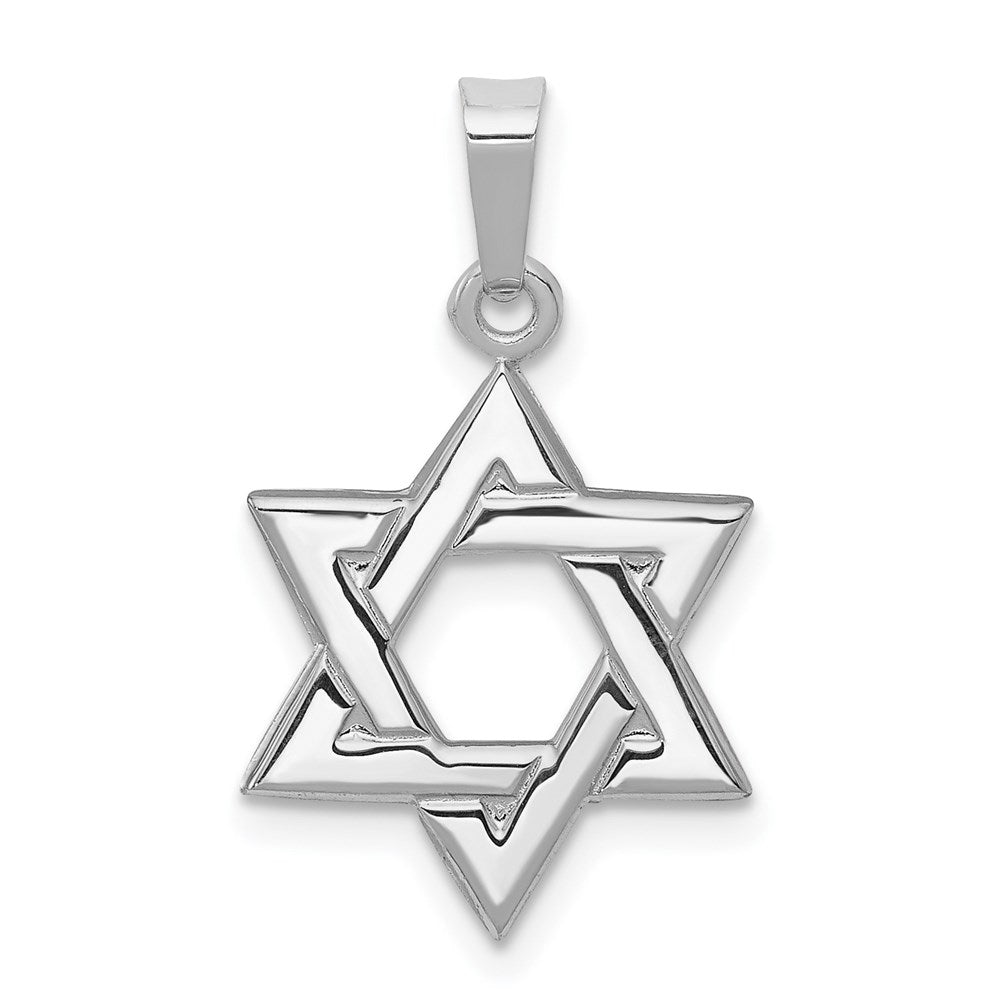 14K White Polished Star of David Pendant-D4549
