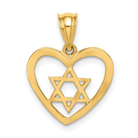 14K Polished Star of David in Heart Pendant-D4550