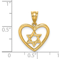 14K Polished Star of David in Heart Pendant-D4550