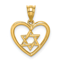14K Polished Star of David in Heart Pendant-D4550