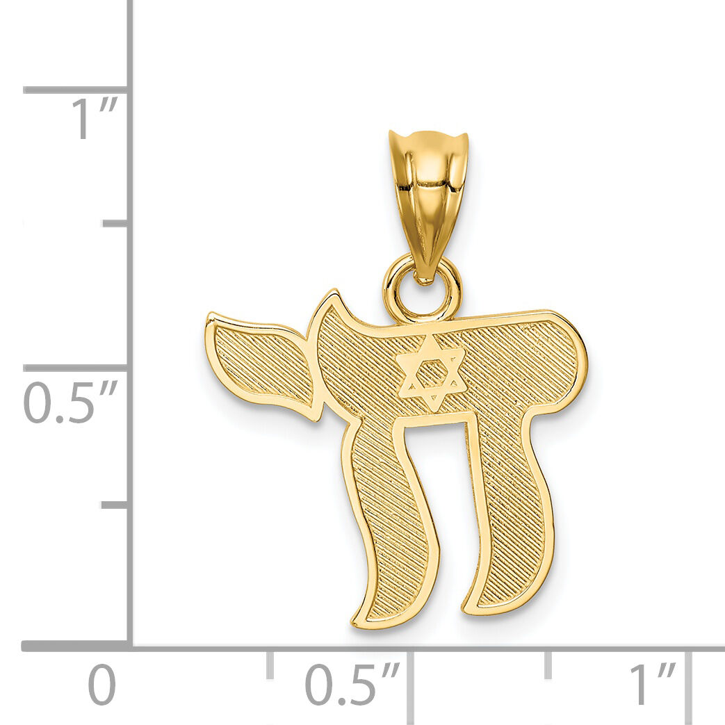 14K Polished Chai Pendant-D4552