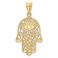 14K Polished and Enameled Hamsa Pendant-D4553