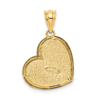 14K Two-tone Polished and Diamond-cut Hollow Heart Pendant-D4561