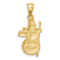 14K Diamond-cut Brushed and Polished Snowman Pendant-D4568