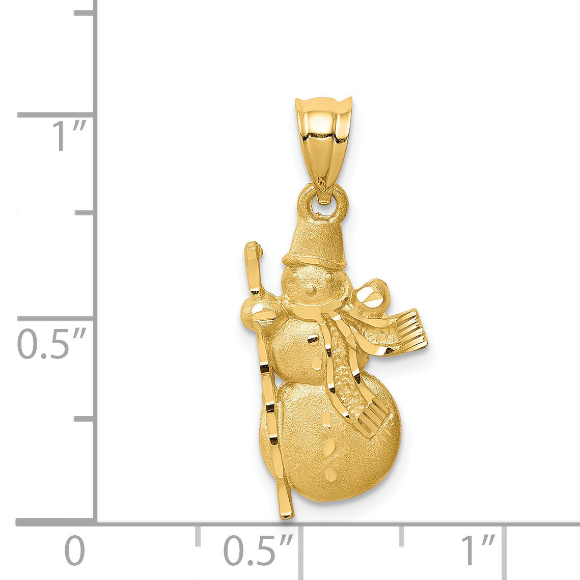 14K Diamond-cut Brushed and Polished Snowman Pendant-D4568