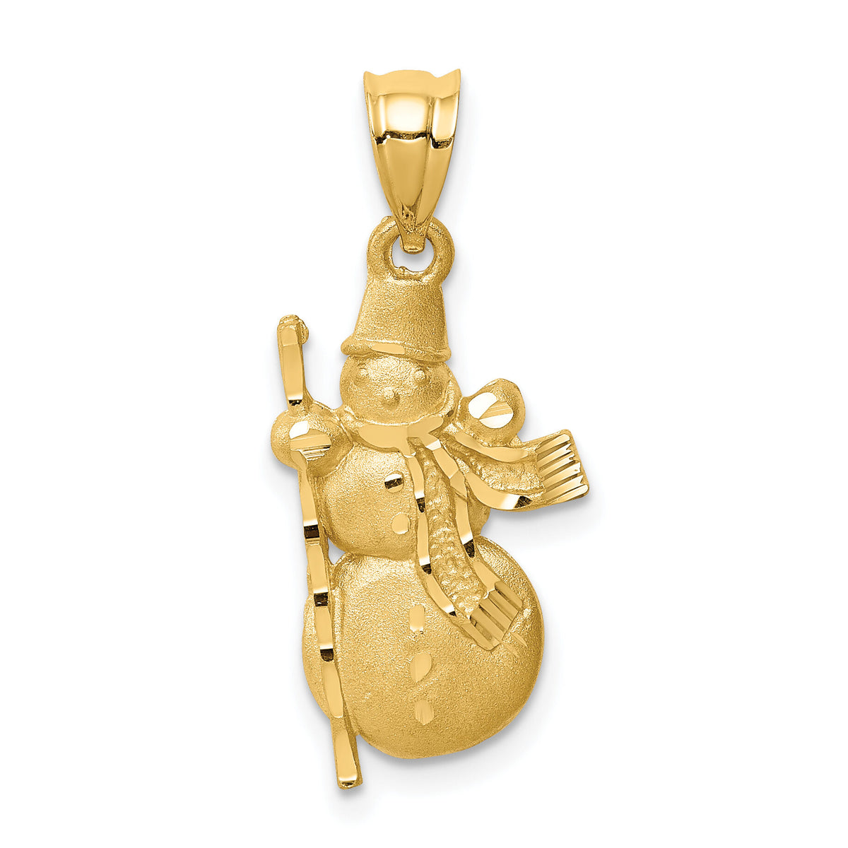 14K Diamond-cut Brushed and Polished Snowman Pendant-D4568