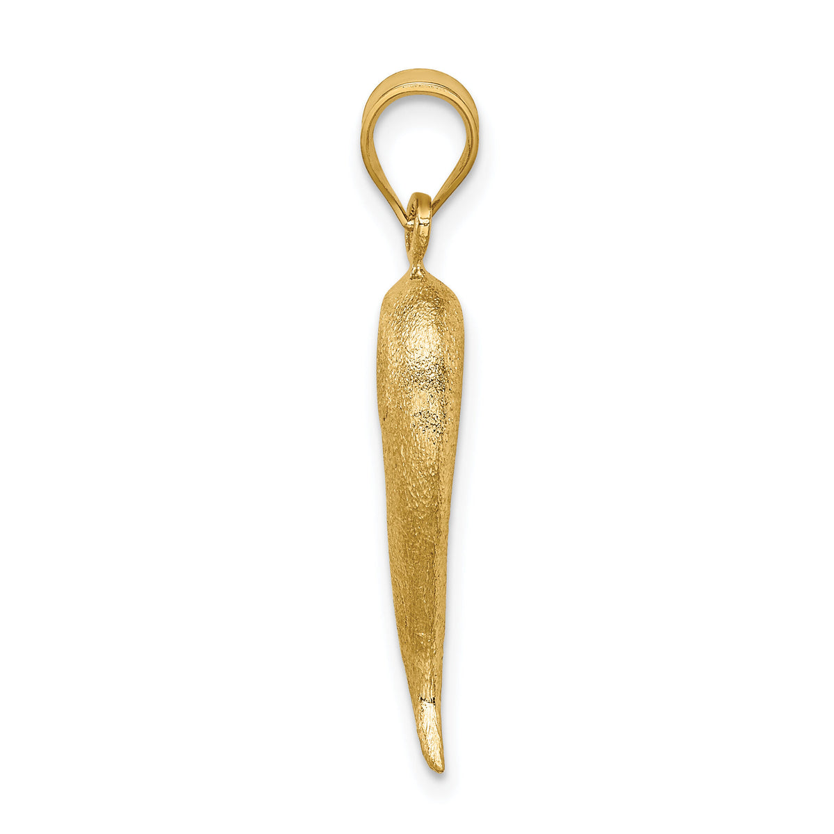 14K Brushed 3D Italian Horn Pendant-D4570