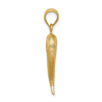 14K Brushed 3D Italian Horn Pendant-D4570