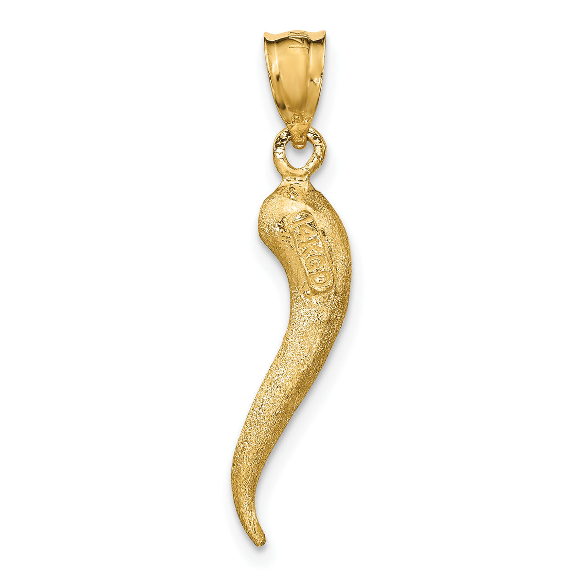 14K Brushed 3D Italian Horn Pendant-D4570