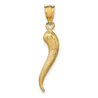 14K Brushed 3D Italian Horn Pendant-D4570