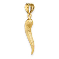 14K Brushed 3D Italian Horn Pendant-D4570