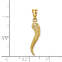 14K Brushed 3D Italian Horn Pendant-D4570
