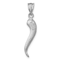 14K White Brushed 3D Italian Horn Pendant-D4571