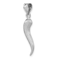 14K White Brushed 3D Italian Horn Pendant-D4571