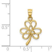 14K Polished Trinity Clover Pendant-D4572