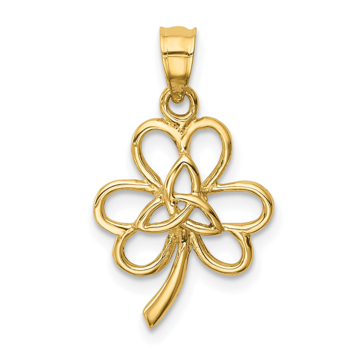 14K Polished Trinity Clover Pendant-D4572