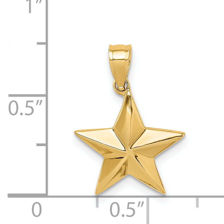 14K Polished Star Pendant-D4583