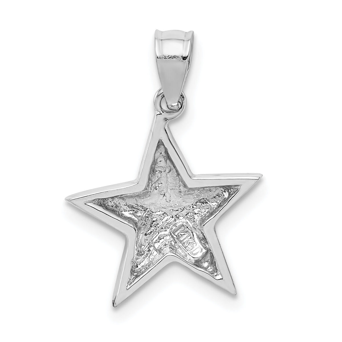 14K White Polished Star Pendant-D4584