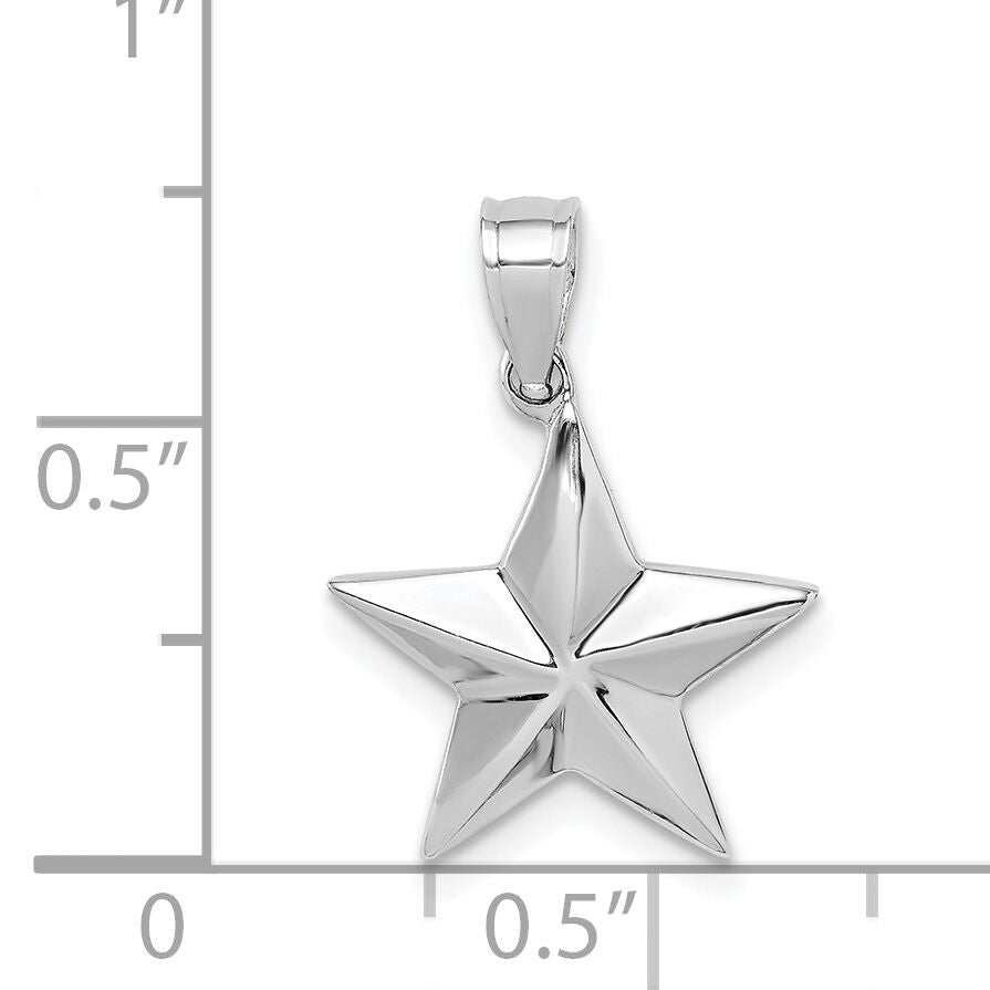 14K White Polished Star Pendant-D4584