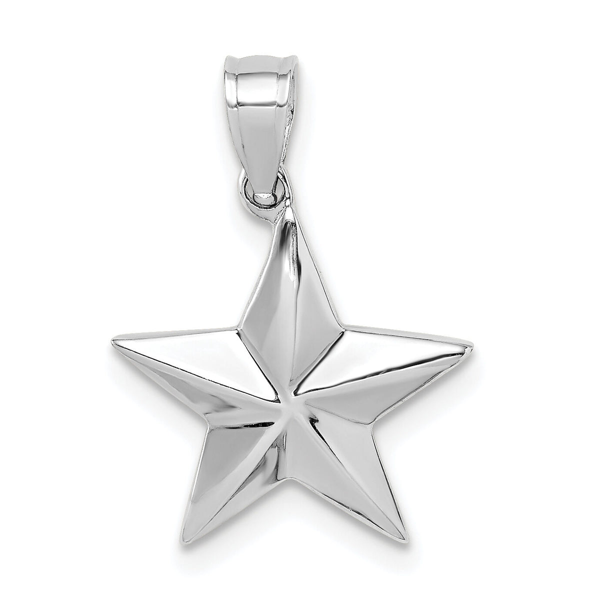 14K White Polished Star Pendant-D4584