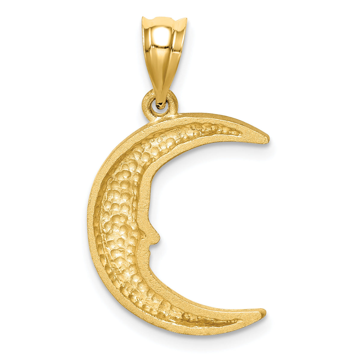 14k Satin Diamond-cut Moon Pendant-D4586
