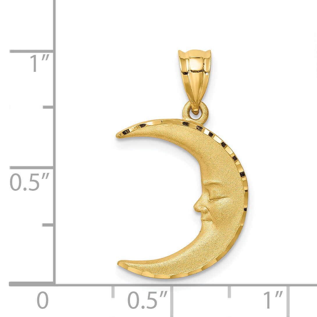 14k Satin Diamond-cut Moon Pendant-D4586