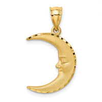 14k Satin Diamond-cut Moon Pendant-D4586