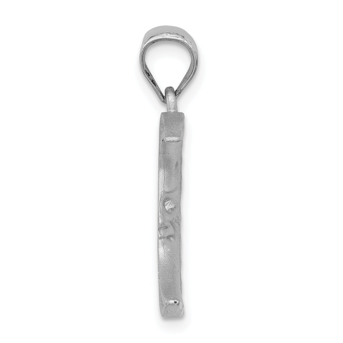 14k White Gold Satin Diamond-cut Moon Pendant-D4587
