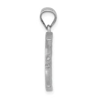 14k White Gold Satin Diamond-cut Moon Pendant-D4587