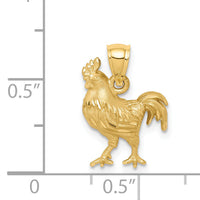 14k Satin D/C Rooster Pendant-D4592