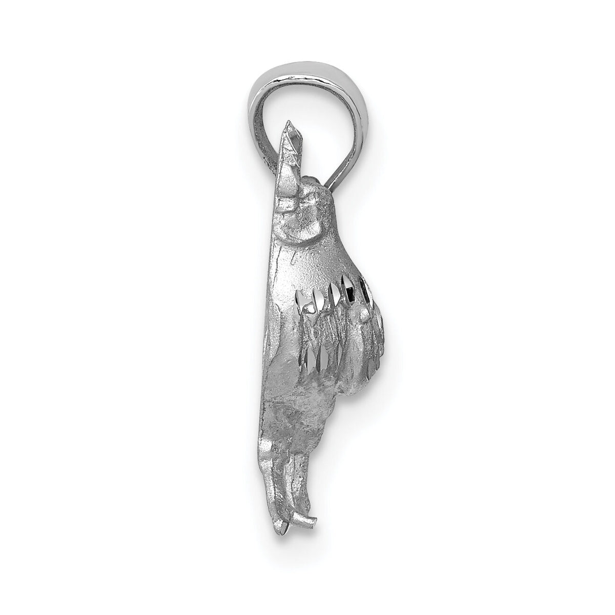 14k White Gold Satin Diamond-cut Rooster Pendant-D4593